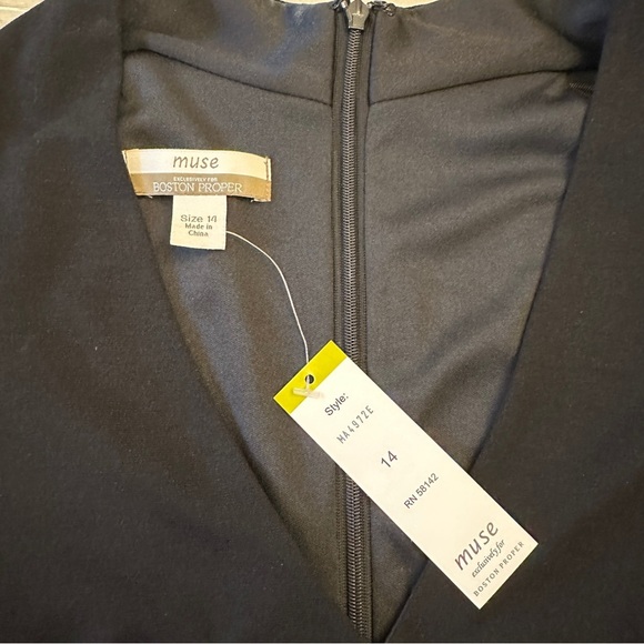 Boston Proper Black Sheath V-Neck Long Sleeve Dress - Picture 6 of 9